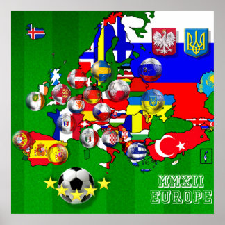 Affiche Drapeaux de l'Europe 2012 Coupe de football de foo