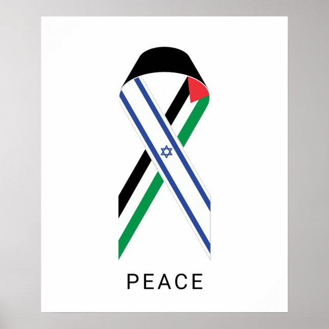 Affiche Drapeaux de paix pour Israël et la Palestine blanc (Devant)