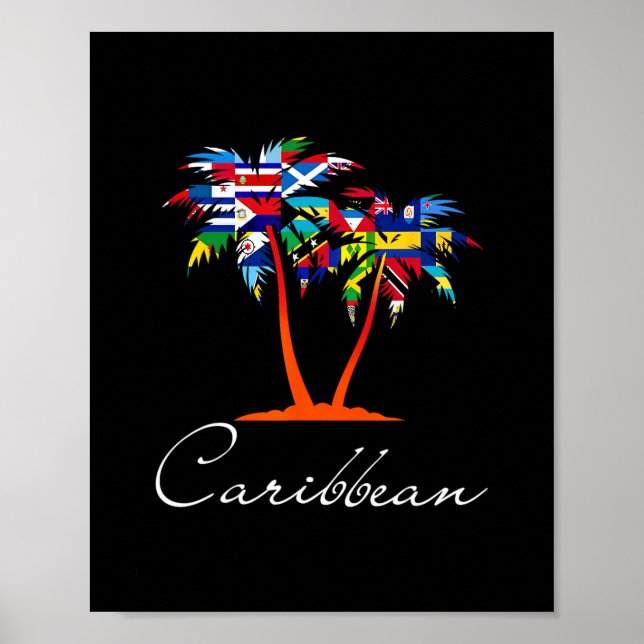 Affiche Drapeaux des îles des Caraïbes  (Devant)