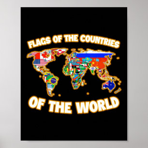 Affiche Drapeaux Des Pays Du Monde Carte Internationale