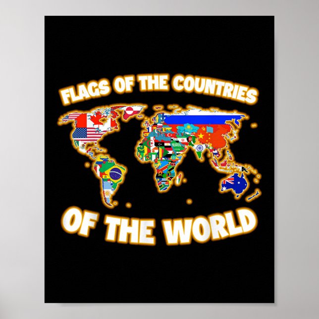 Affiche Drapeaux Des Pays Du Monde Carte Internationale (Devant)