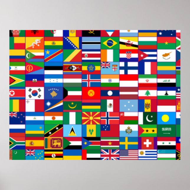 Affiche Drapeaux du monde (Devant)