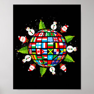 Affiche Drapeaux du monde, Noël autour du globe 
