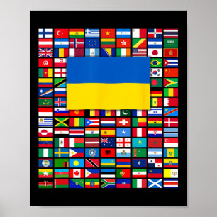 Affiche Drapeaux du monde Ukraine Soutenez Zelensky Pois
