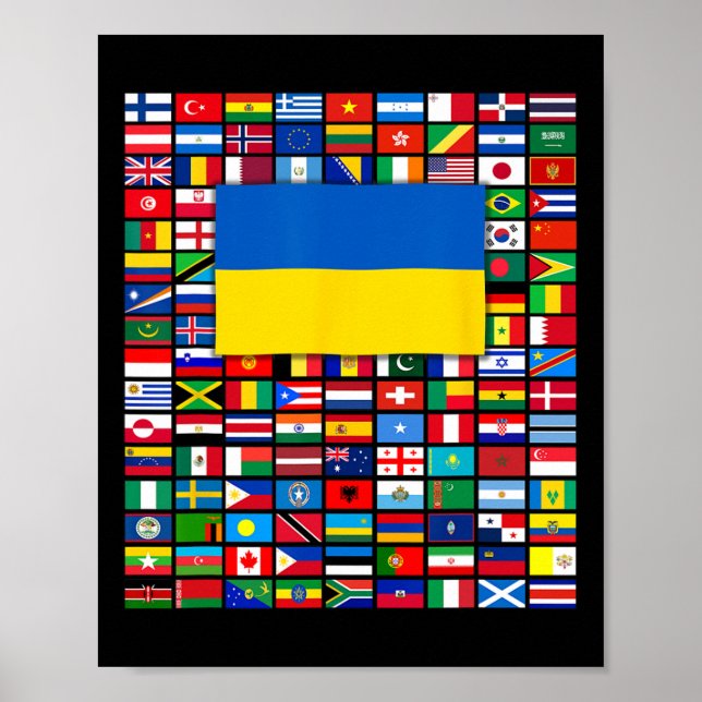 Affiche Drapeaux du monde Ukraine Soutenez Zelensky Pois (Devant)