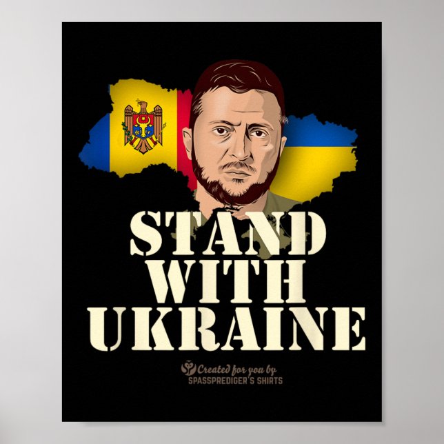 Affiche Drapeaux d'Ukraine Zelensky de la République de Mo (Devant)