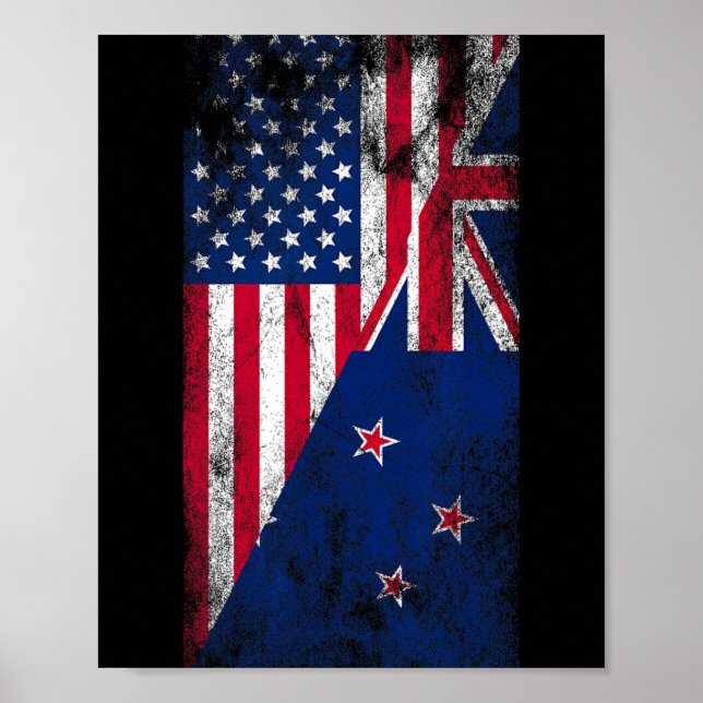 Affiche Drapeaux États-Unis & Nouvelle-Zélande - États-Uni (Devant)