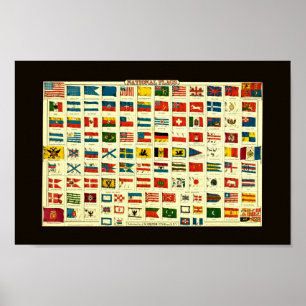Affiche Drapeaux nationaux vintages du monde