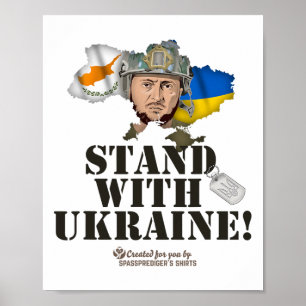 Affiche Drapeaux Ukraine Chypre Selenskyj Soutenez l'Ukrai