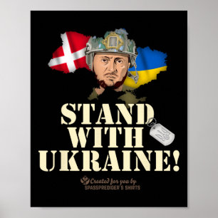 Affiche Drapeaux Ukraine Danemark Slogan Soutenez l'Ukrain