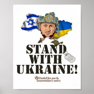 Affiche Drapeaux Ukraine Israël Selenskyj Soutenez l'Ukrai