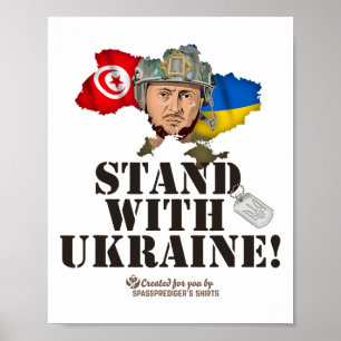 Affiche Drapeaux Ukraine Tunisie Zelenskyy Soutenez l'Ukra
