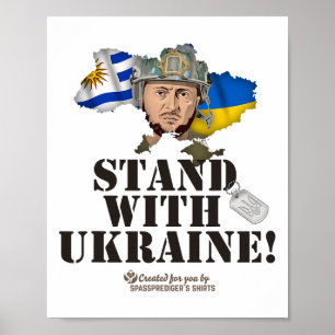 Affiche Drapeaux Ukraine Uruguay Zelenskyy Soutenez l'Ukra