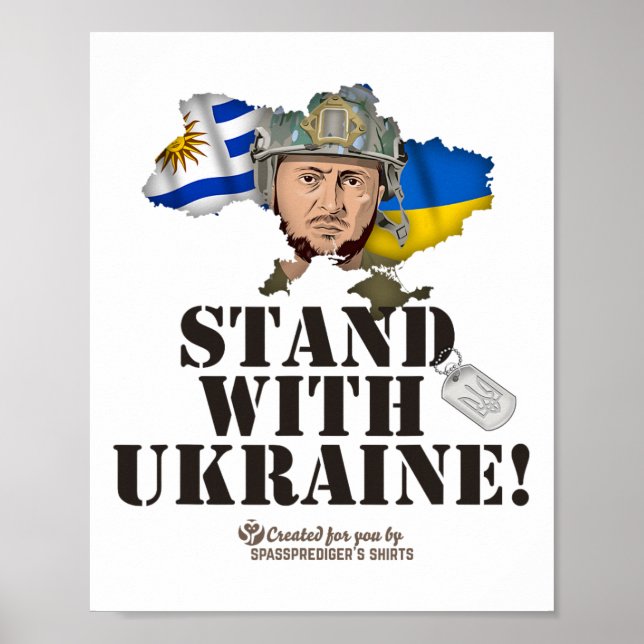 Affiche Drapeaux Ukraine Uruguay Zelenskyy Soutenez l'Ukra (Devant)