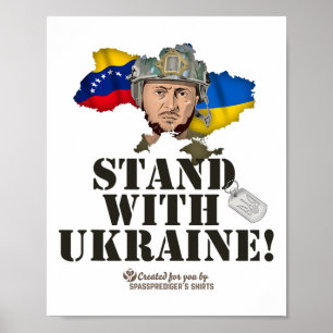 Affiche Drapeaux Ukraine Venezuela Zelensky Soutenez l'Ukr