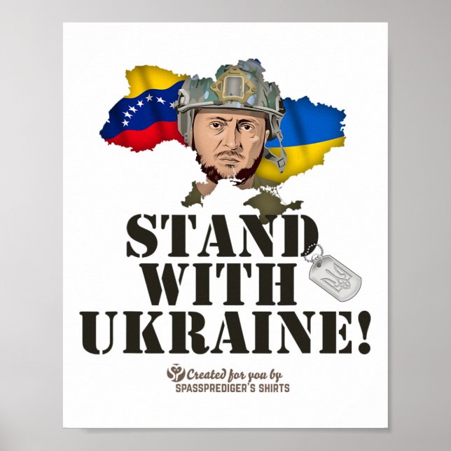 Affiche Drapeaux Ukraine Venezuela Zelensky Soutenez l'Ukr (Devant)