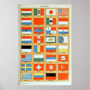 Affiche Drapeaux vintages du monde