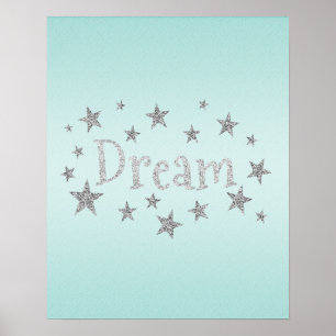 Affiche Dream Aqua avec Parties scintillant en argent