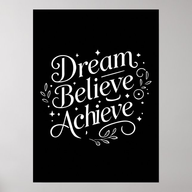 Affiche Dream Believe Achieve - Gym, Hustle, Succès (Devant)