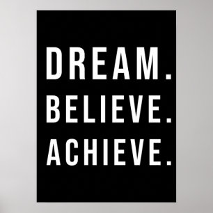 Affiche Dream Believe Achieve - Gym, Hustle, Succès