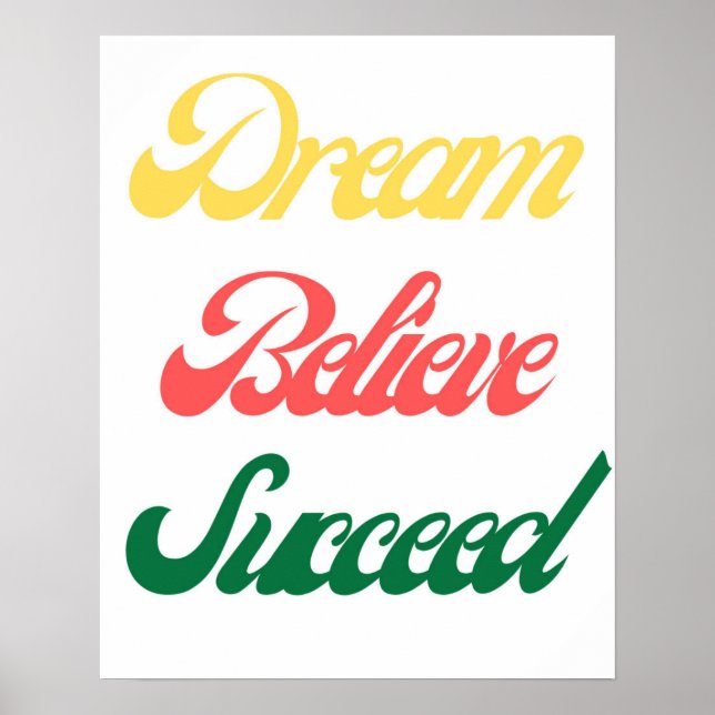 Affiche Dream Believe Succee Motivational Typography (Devant)