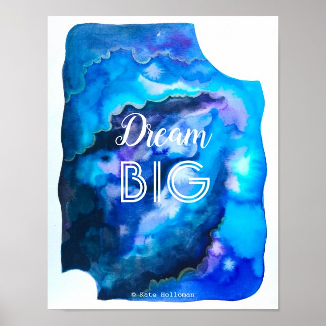 Affiche Dream Big - Ciel nocturne, Aquarelle spatiale (Devant)