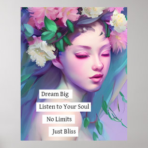 Affiche Dream Big, Citation inspirante pour fille