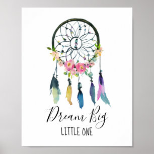 Affiche Dream Big Little One Dreamcatcher Baby Nursery