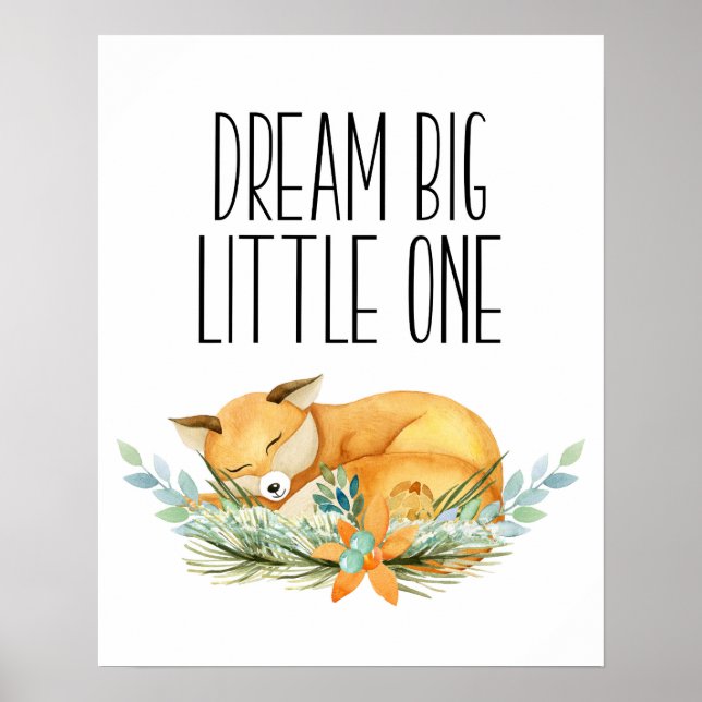 Affiche Dream Big Little One, Sleeping Fox Print (Devant)