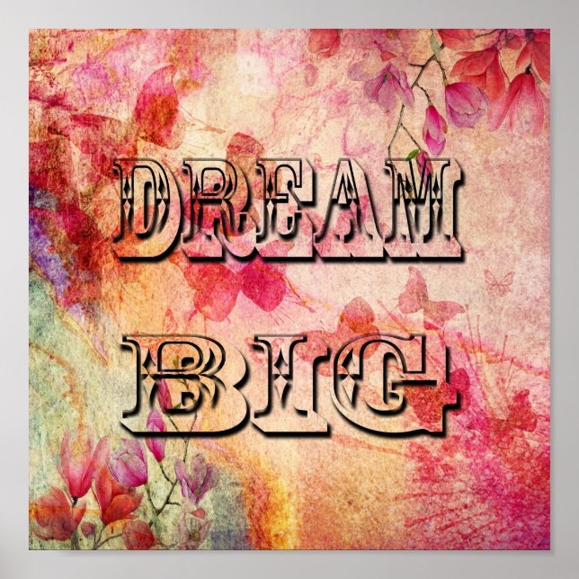 Affiche Dream Big Logo Sur Butterfly Water Color, (Devant)