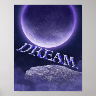 Affiche Dream Blue Moon Imaginaire Inspirationnel
