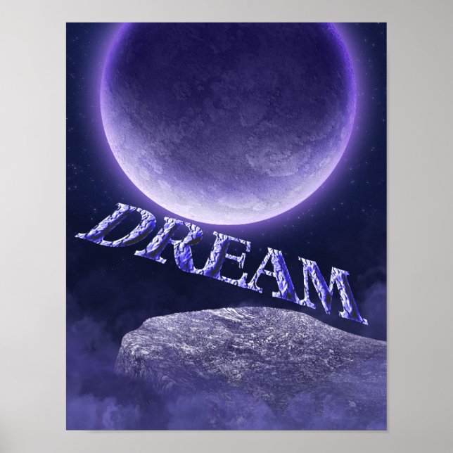 Affiche Dream Blue Moon Imaginaire Inspirationnel (Devant)