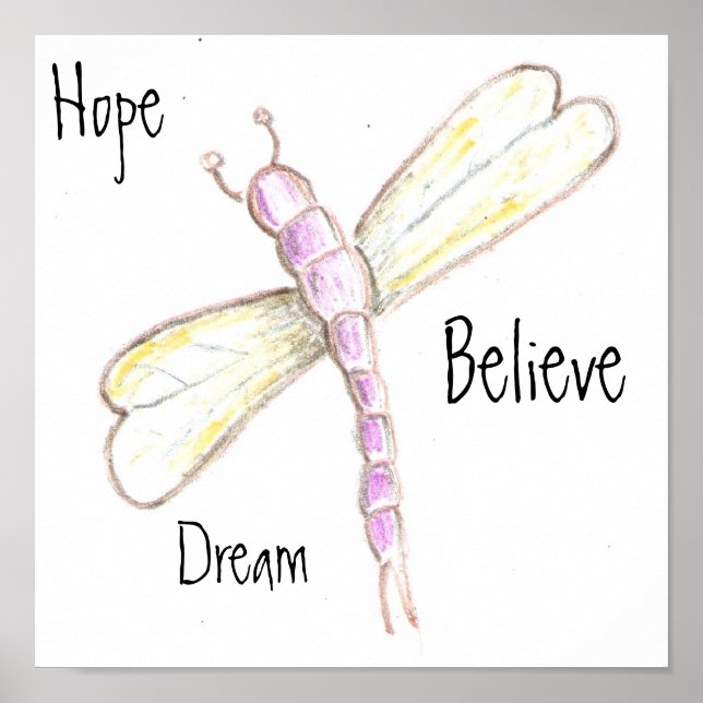 Affiche Dream Hope Believe Dragonfly (Devant)