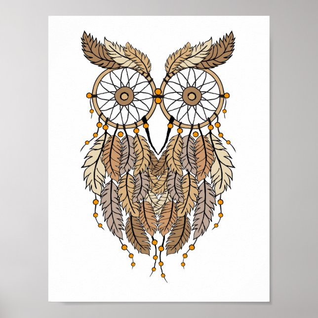 Affiche dreamcatcher owl, tribal dream catcher (Devant)