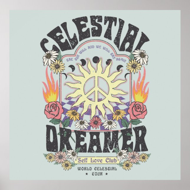 Affiche DREAMER CÉLESTIEL ROSE SOLEIL TSHIRT DESIGNhi grap (Devant)