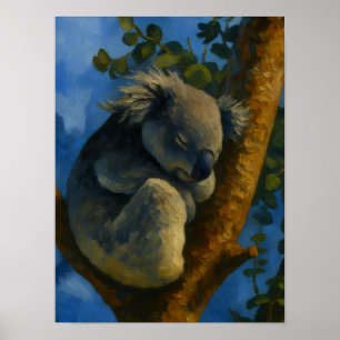 Affiche Dreaming in the Eucalyptus - Sleeping Koala Art