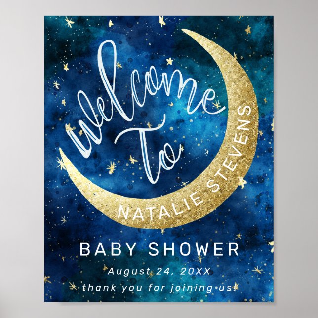 Affiche Dreams Come True Moon Stars Baby shower Bienvenue (Devant)