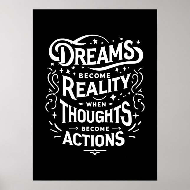 Affiche Dreams vs Actions - Gym Hustle de succès Motivatio (Devant)