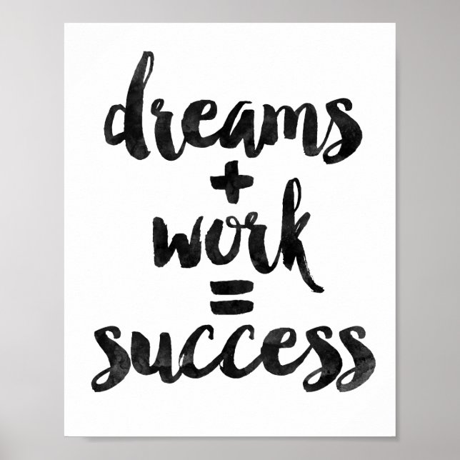 Affiche Dreams + Work = Success (Devant)