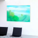 Affiche Dreamy Carefree Seaside peinture numérique origina<br><div class="desc">Impression d'une peinture digitale originale d'un beau paysage de nature balnéaire vert avec vue d'une colline verte vers la mer et avec ciel bleu avec de beaux nuages. Le calme des jours insouciants. Copyright artistique de Natasa Borenovic ; crédit photo Jean-Philippe Delberghe.</div>