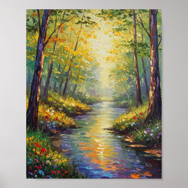 Affiche Dreamy Forest Stream | Impressionist Style (Devant)