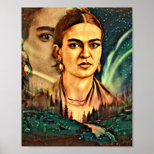 Affiche Dreamy Frida Kahlo Surreal Outdoor Woods Scène