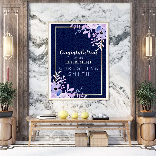 Affiche Dreamy Lilac Pastel Aquarelle Parti de retraite (Dreamy Lilac Pastel Watercolor Retirement Party Poster)