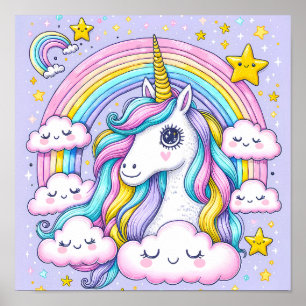 Affiche Dreamy Rainbow Unicorn - Une infirmière magique