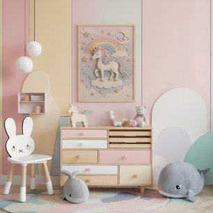 Affiche Dreamy Unicorn en Pastel Wonderland