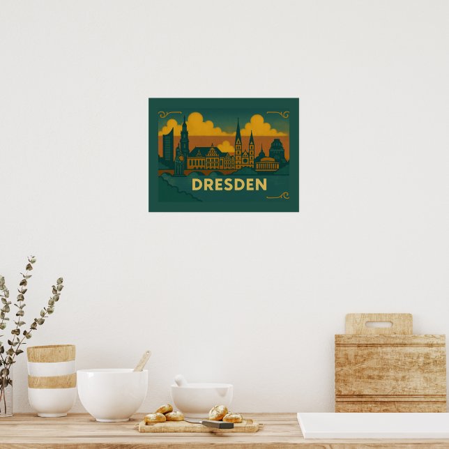 Affiche Dresde Allemagne Ville Art (Cuisine)