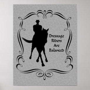Affiche Dressage Équilibré Cheval Et Rider Silhouette