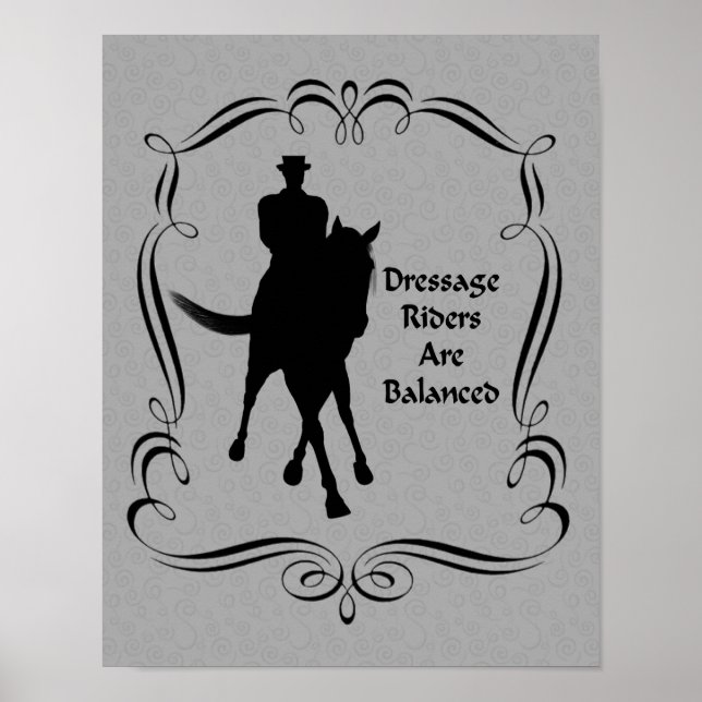 Affiche Dressage Équilibré Cheval Et Rider Silhouette (Devant)