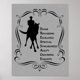 Affiche Dressage Est Cheval Et Rider Silhouette