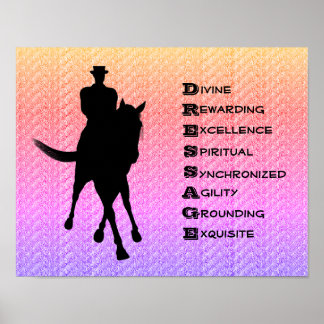 Affiche Dressage Est Silhouette De Cheval Et Cavalier 